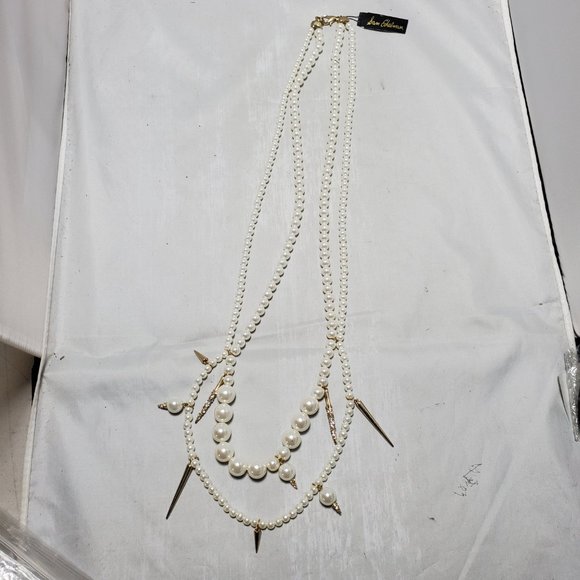 Sam Edelman Double Strand Pearl Necklace with Spike Pendants - Picture 2 of 9